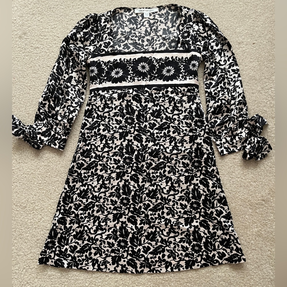 Diane Von Furstenberg Black and White Floral Dress